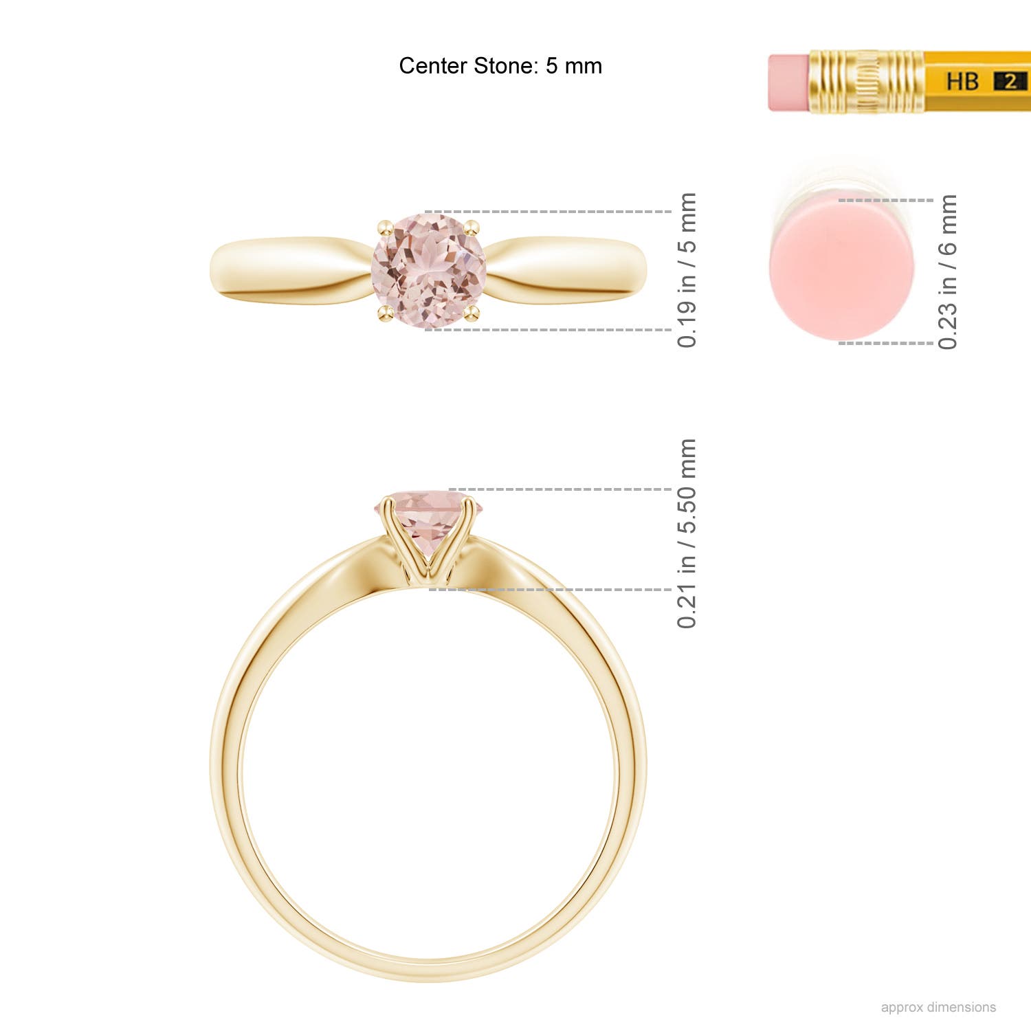 AAA - Morganite / 0.42 CT / 14 KT Yellow Gold