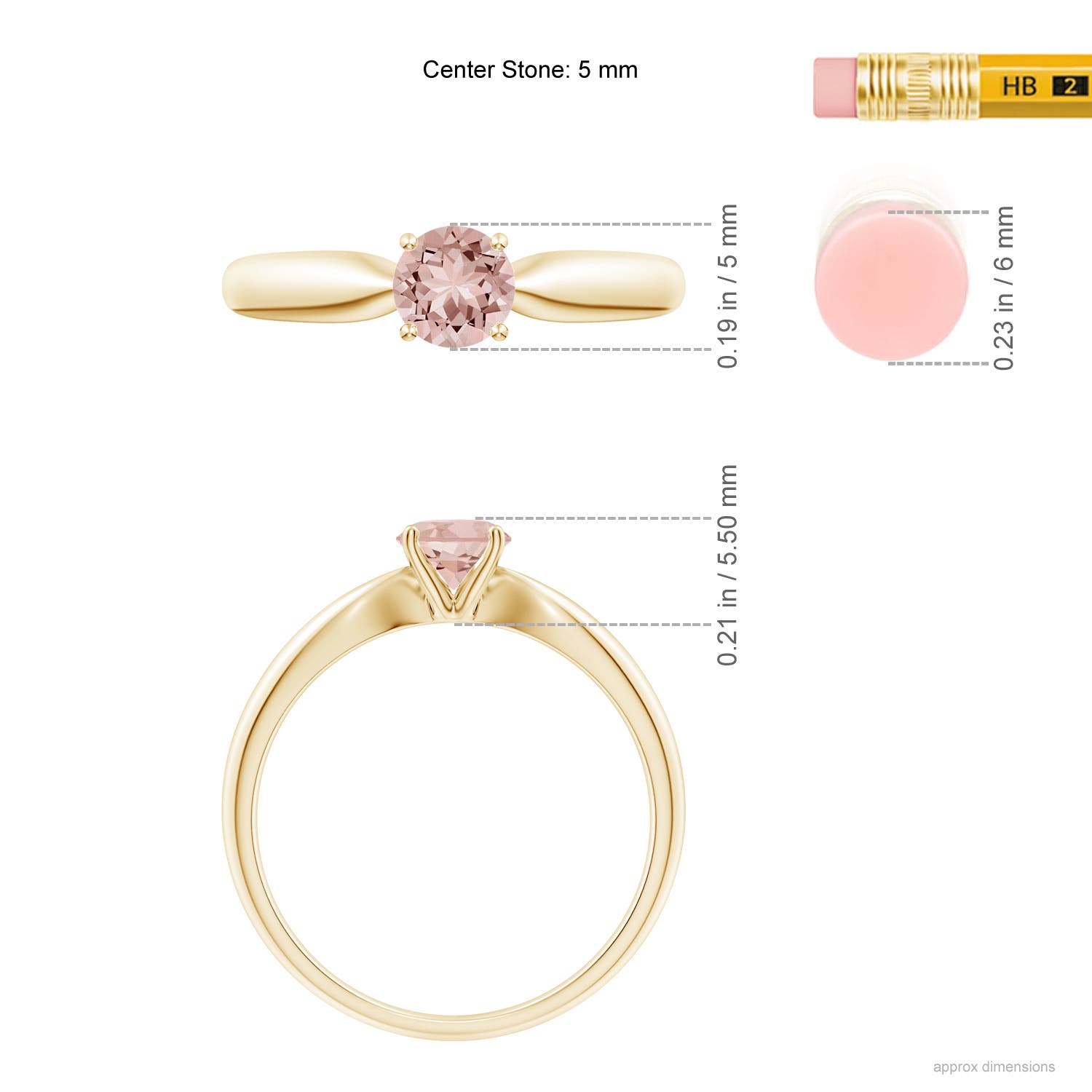 AAAA - Morganite / 0.42 CT / 14 KT Yellow Gold