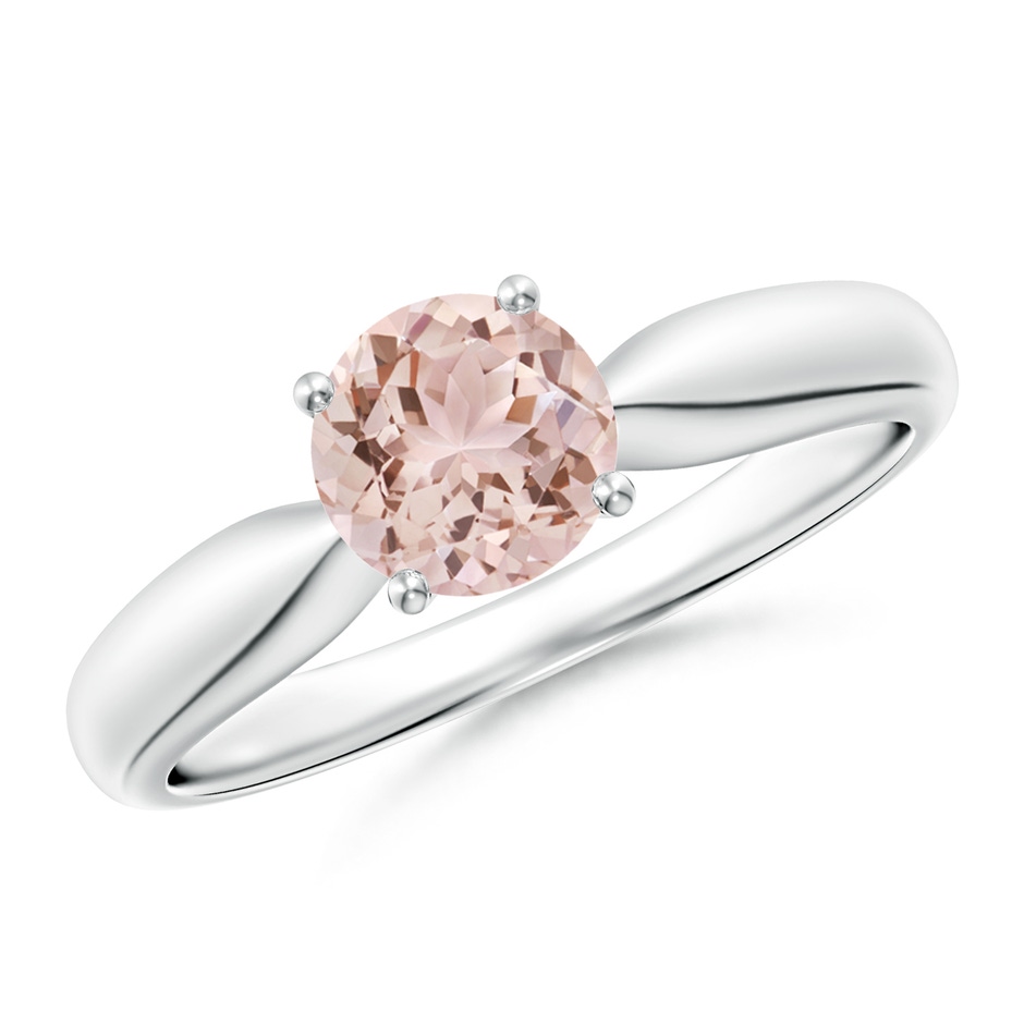 6mm AAA Solitaire Round Morganite Tapered Shank Ring in White Gold 