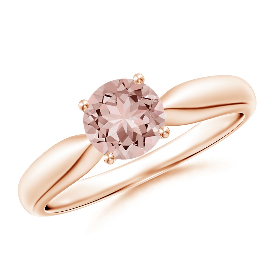 6mm AAAA Solitaire Round Morganite Tapered Shank Ring in Rose Gold 