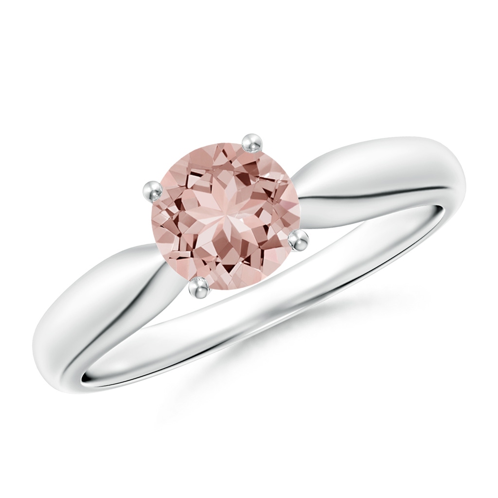 6mm AAAA Solitaire Round Morganite Tapered Shank Ring in White Gold