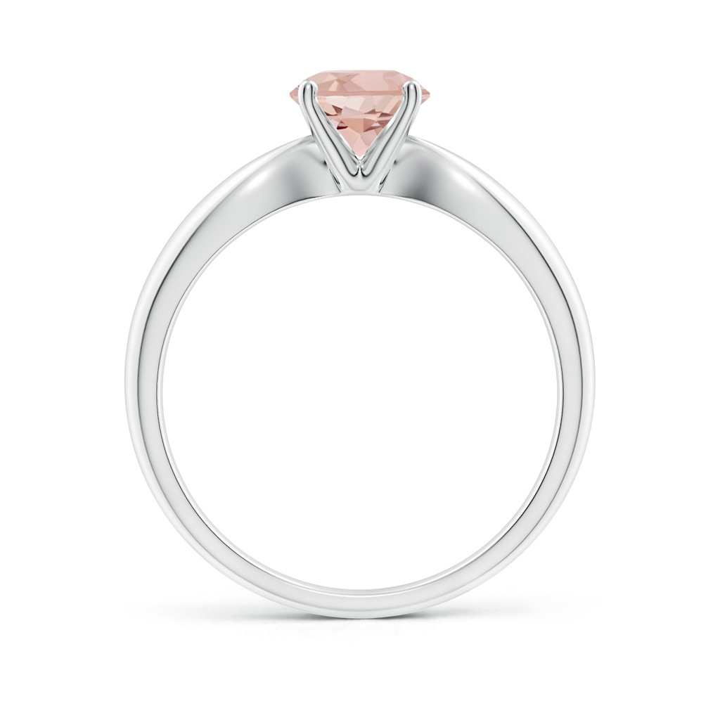 6mm AAAA Solitaire Round Morganite Tapered Shank Ring in White Gold - side_1