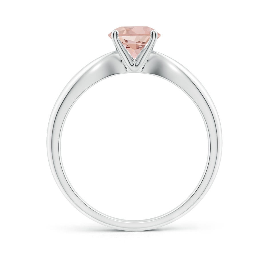 6mm AAAA Solitaire Round Morganite Tapered Shank Ring in White Gold side-1