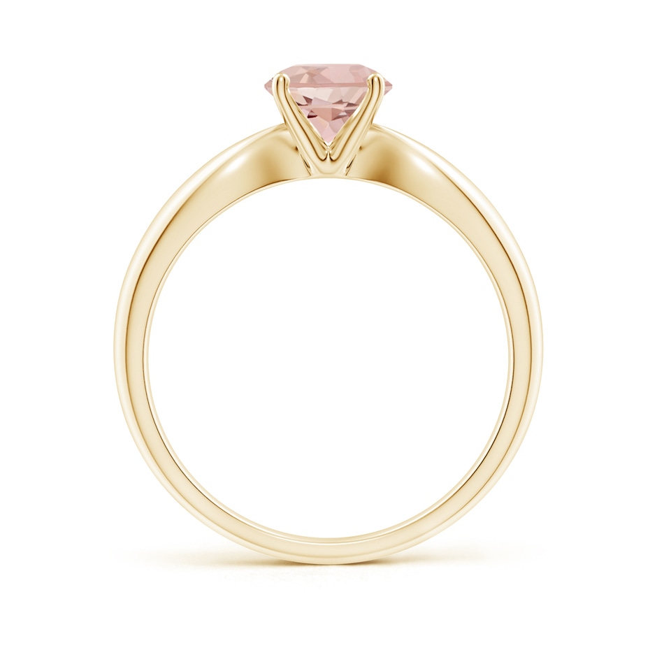 6mm AAAA Solitaire Round Morganite Tapered Shank Ring in Yellow Gold side-1