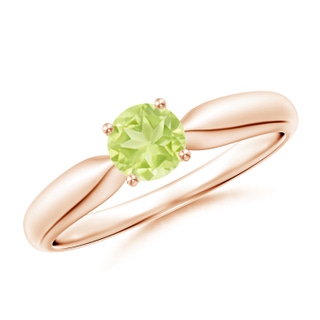 5mm A Solitaire Round Peridot Tapered Shank Ring in 9K Rose Gold