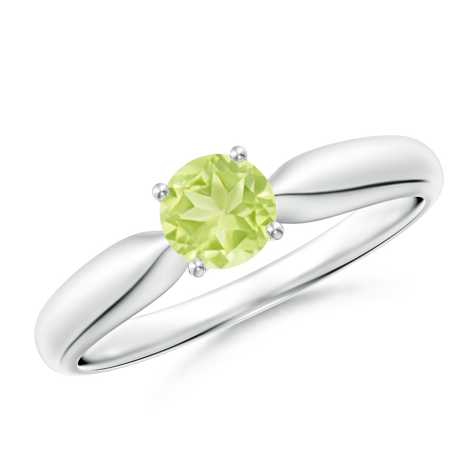 5mm A Solitaire Round Peridot Tapered Shank Ring in P950 Platinum 