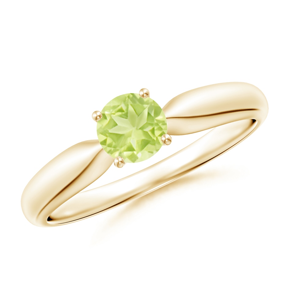 5mm A Solitaire Round Peridot Tapered Shank Ring in Yellow Gold 