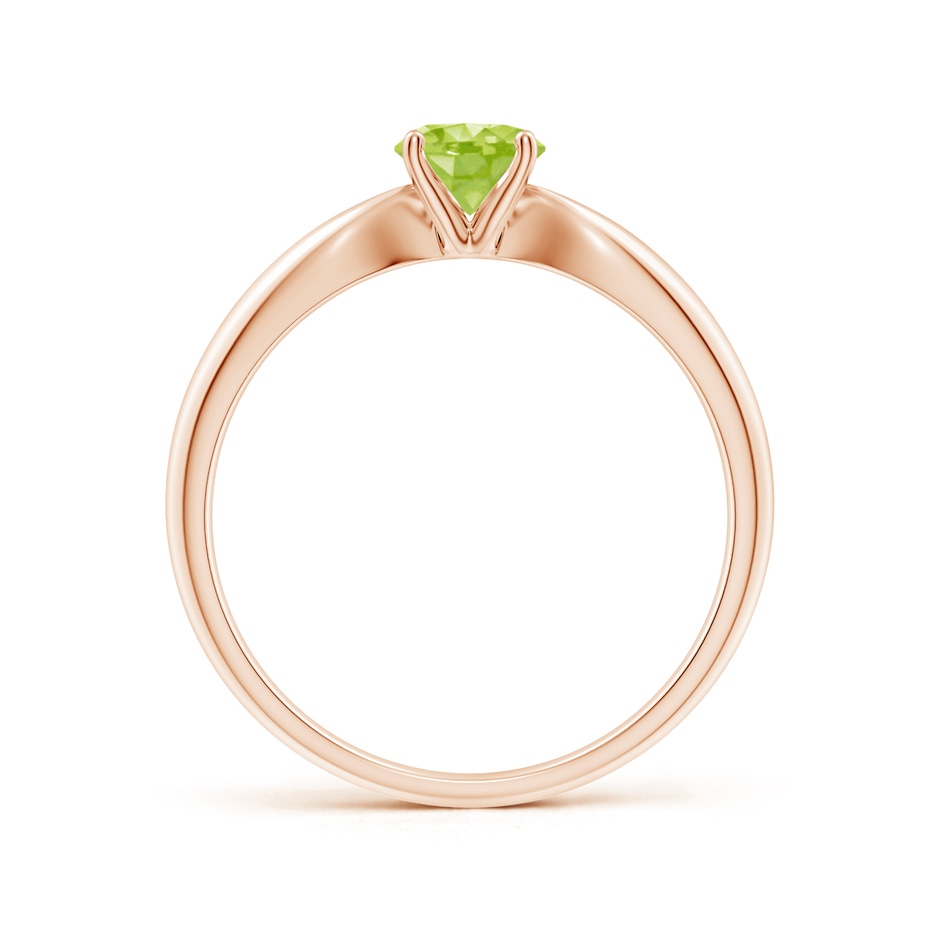 5mm AA Solitaire Round Peridot Tapered Shank Ring in Rose Gold side-1