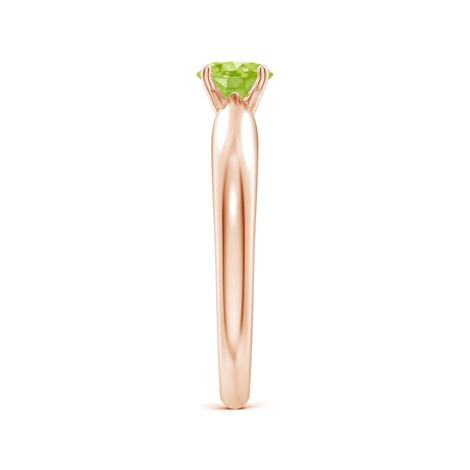 5mm AA Solitaire Round Peridot Tapered Shank Ring in Rose Gold side-2