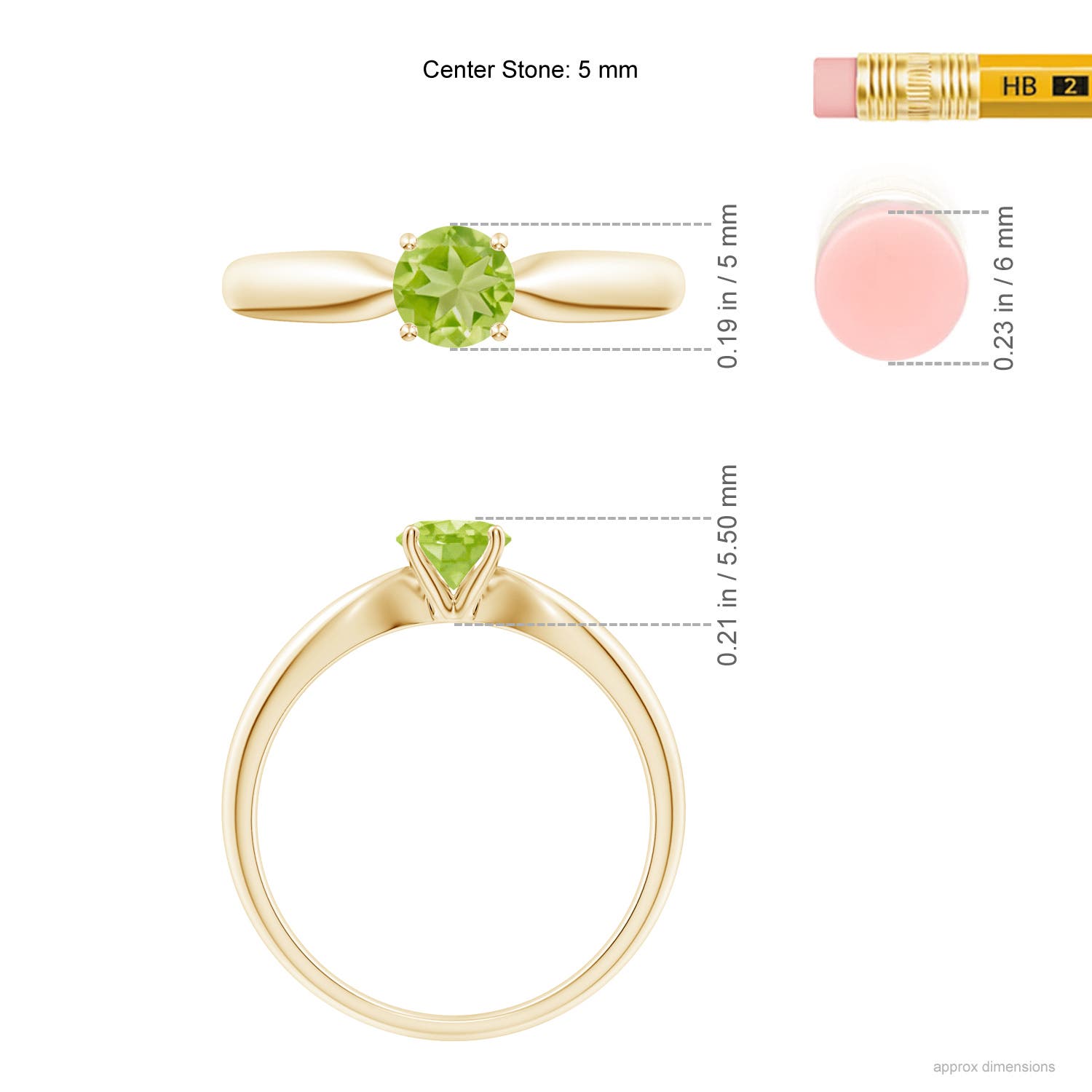 AA - Peridot / 0.55 CT / 14 KT Yellow Gold