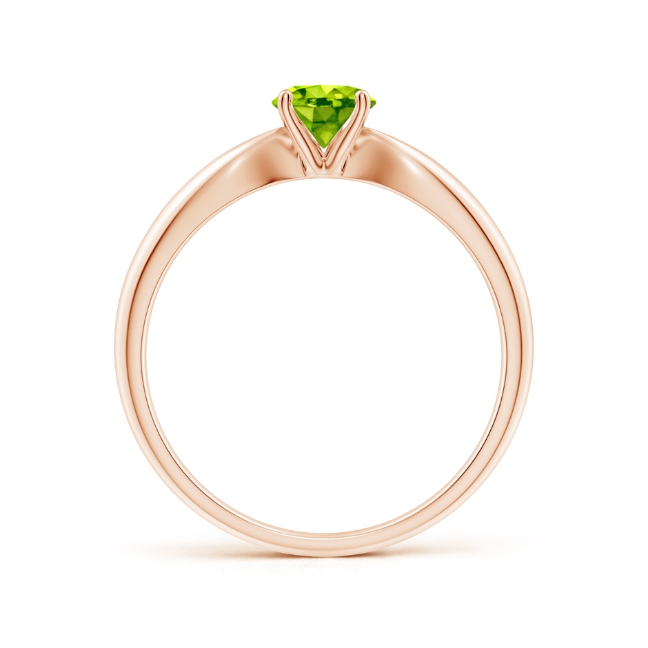 5mm AAA Solitaire Round Peridot Tapered Shank Ring in Rose Gold side-1