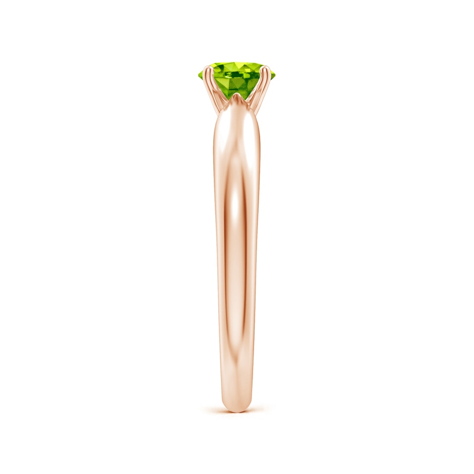 5mm AAA Solitaire Round Peridot Tapered Shank Ring in Rose Gold side-2