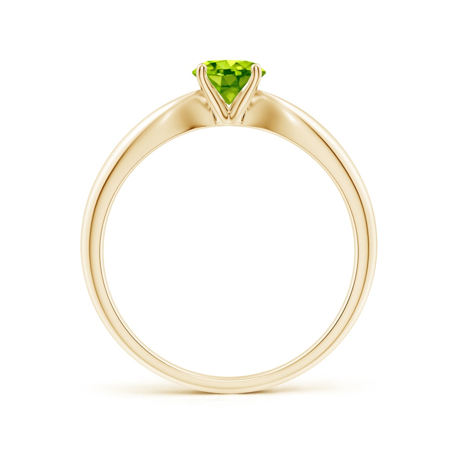 5mm AAA Solitaire Round Peridot Tapered Shank Ring in Yellow Gold side-1