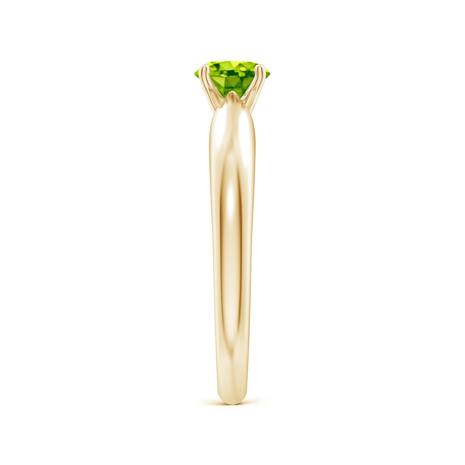 5mm AAA Solitaire Round Peridot Tapered Shank Ring in Yellow Gold side-2