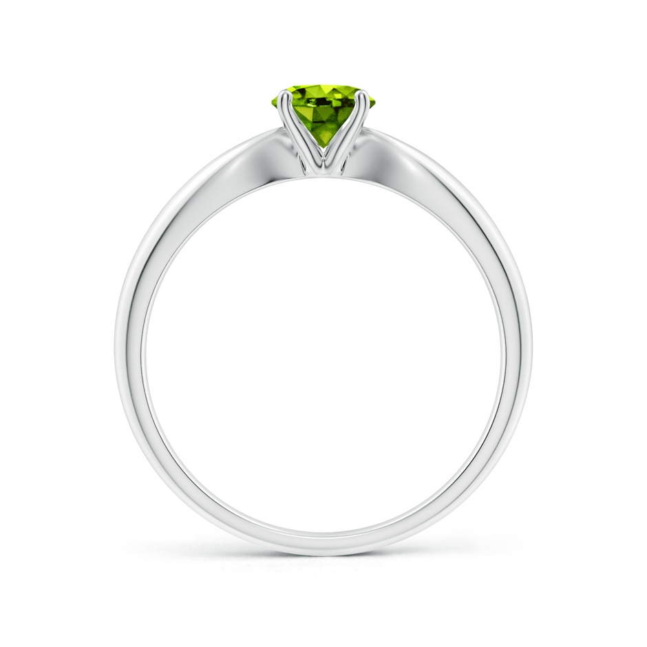 5mm AAAA Solitaire Round Peridot Tapered Shank Ring in P950 Platinum side-1