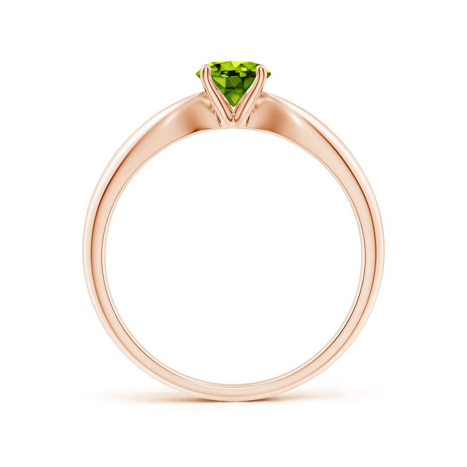 5mm AAAA Solitaire Round Peridot Tapered Shank Ring in Rose Gold side-1