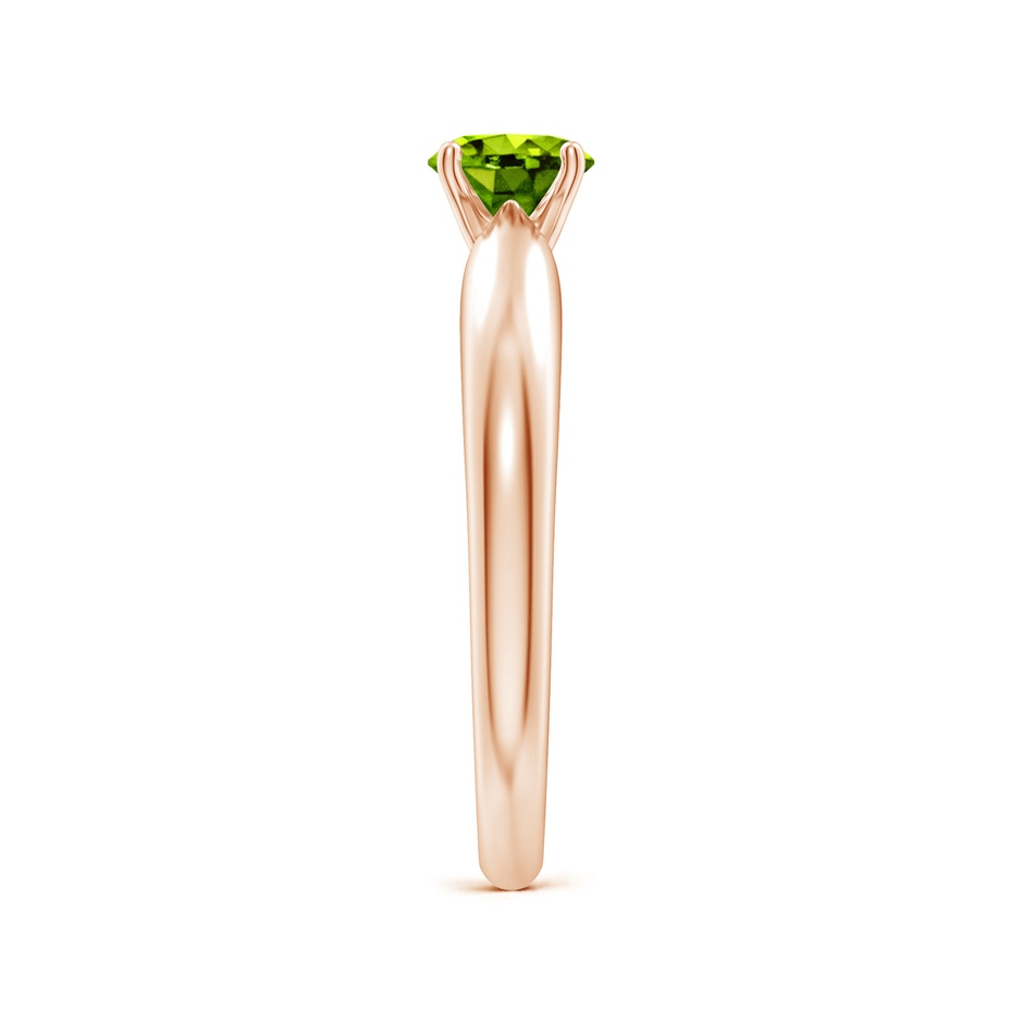 5mm AAAA Solitaire Round Peridot Tapered Shank Ring in Rose Gold side-2