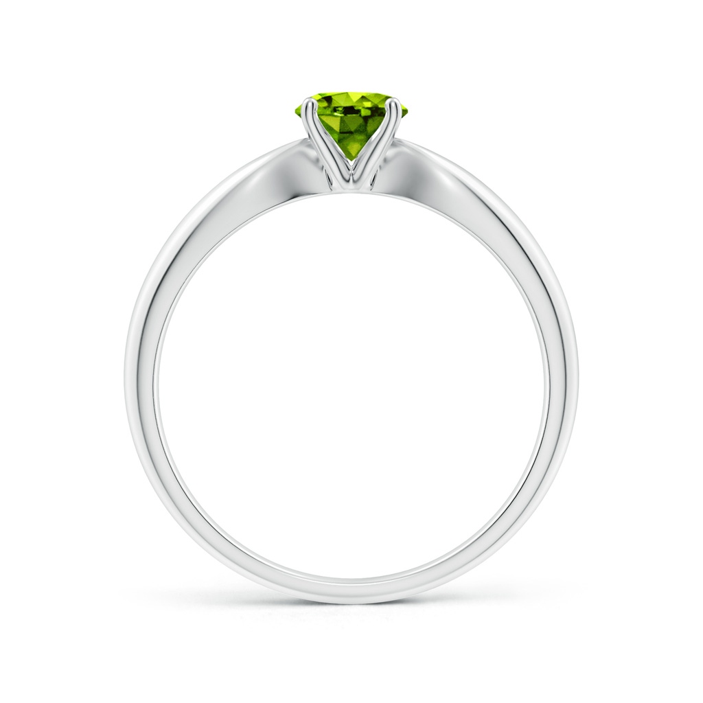 5mm AAAA Solitaire Round Peridot Tapered Shank Ring in White Gold Side-1