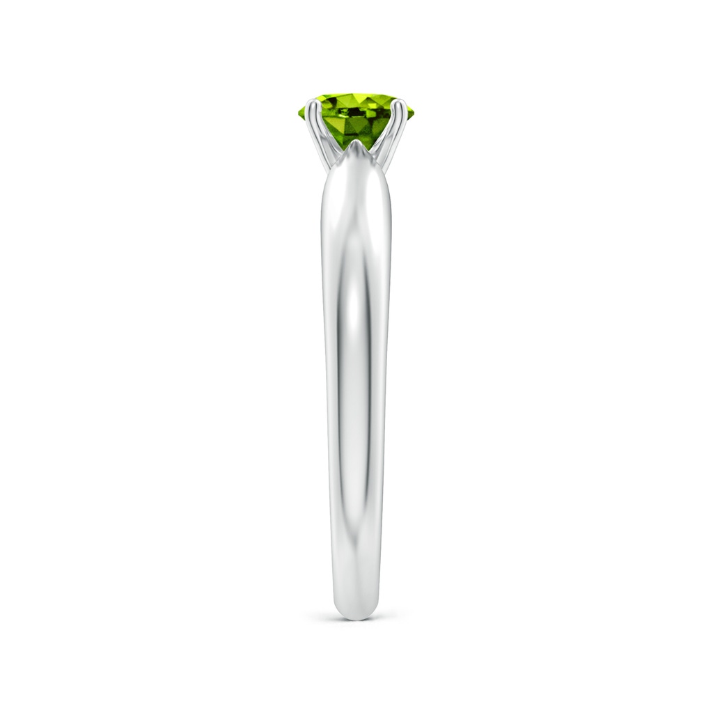 5mm AAAA Solitaire Round Peridot Tapered Shank Ring in White Gold Side-2