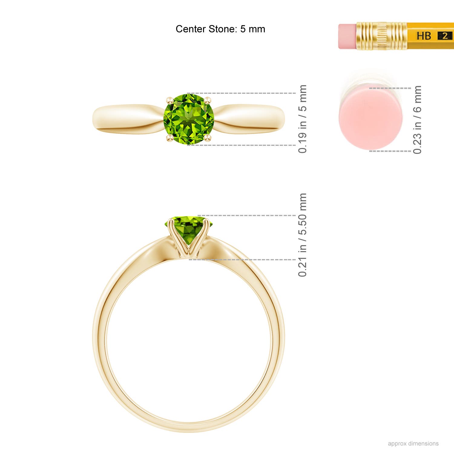 AAAA - Peridot / 0.55 CT / 14 KT Yellow Gold