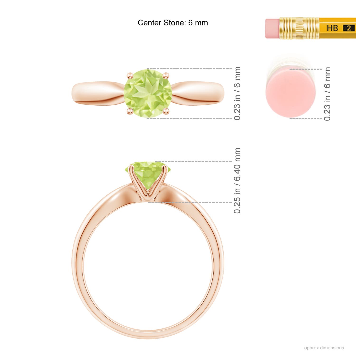 A - Peridot / 0.95 CT / 14 KT Rose Gold