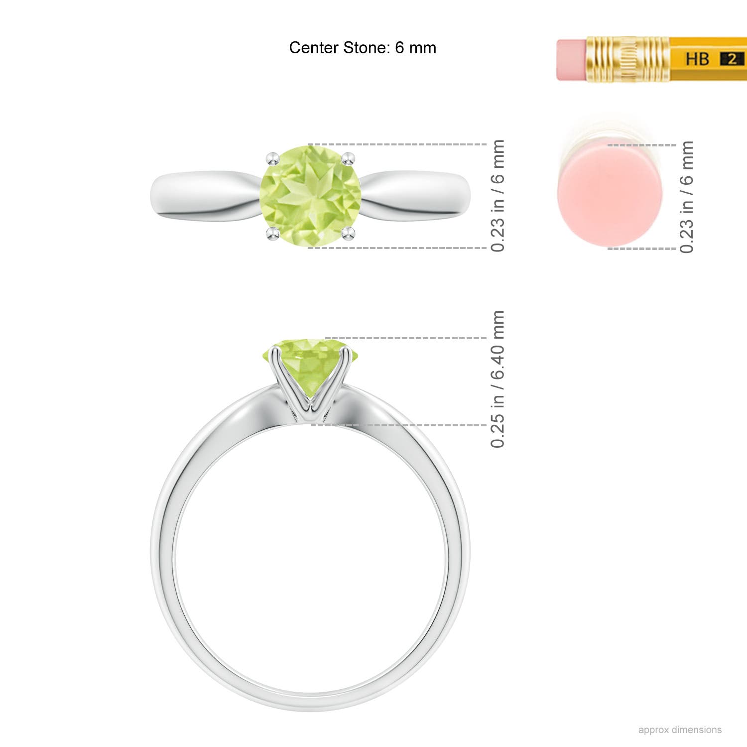 A - Peridot / 0.95 CT / 14 KT White Gold