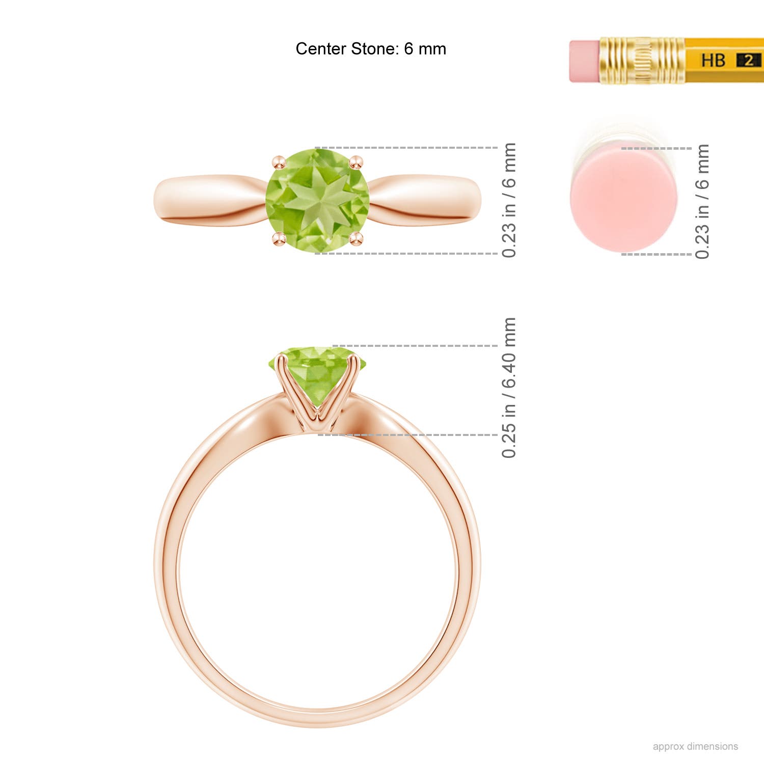 AA - Peridot / 0.95 CT / 14 KT Rose Gold