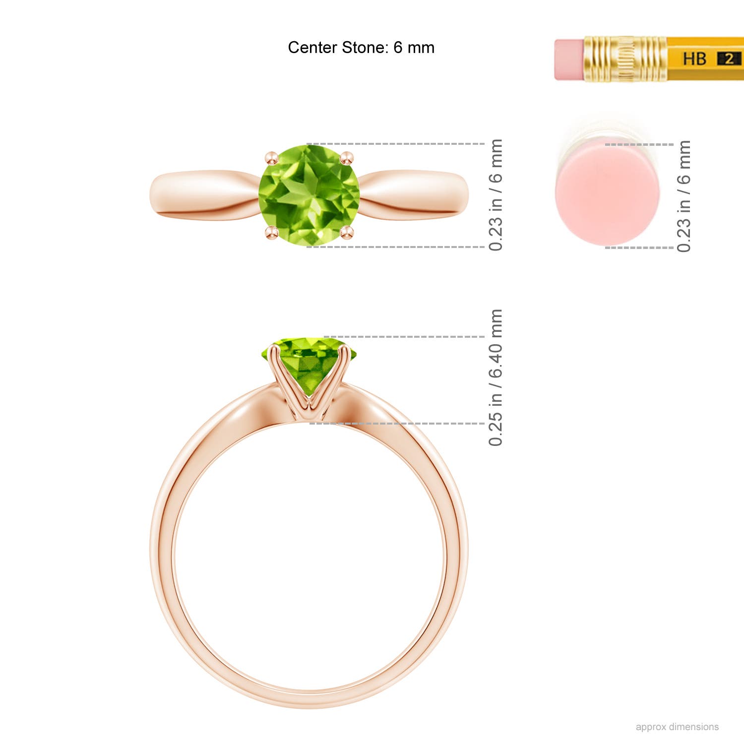 AAA - Peridot / 0.95 CT / 14 KT Rose Gold