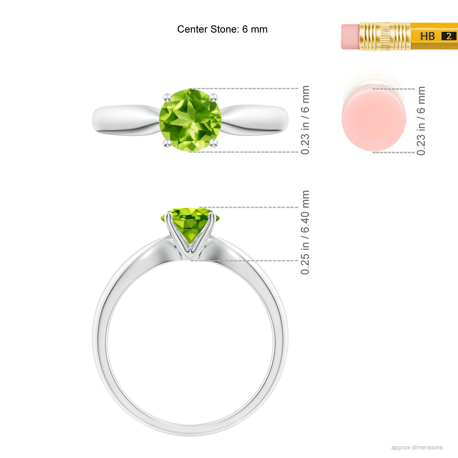 AAA - Peridot / 0.95 CT / 14 KT White Gold