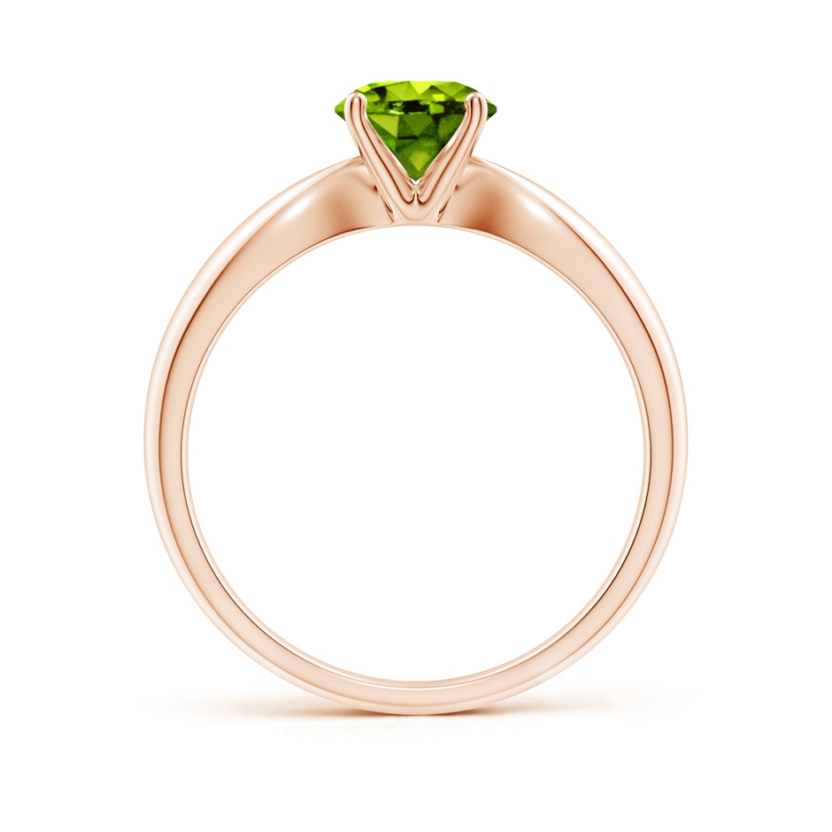 6mm AAAA Solitaire Round Peridot Tapered Shank Ring in Rose Gold side-1
