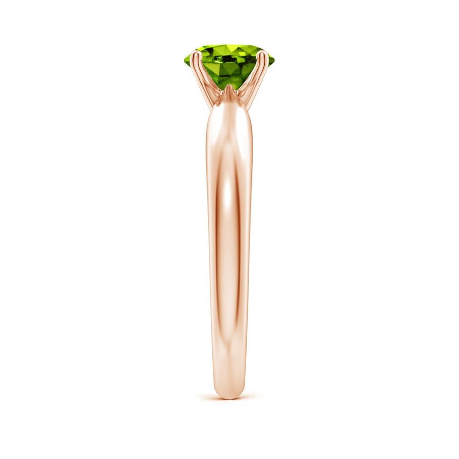 6mm AAAA Solitaire Round Peridot Tapered Shank Ring in Rose Gold side-2