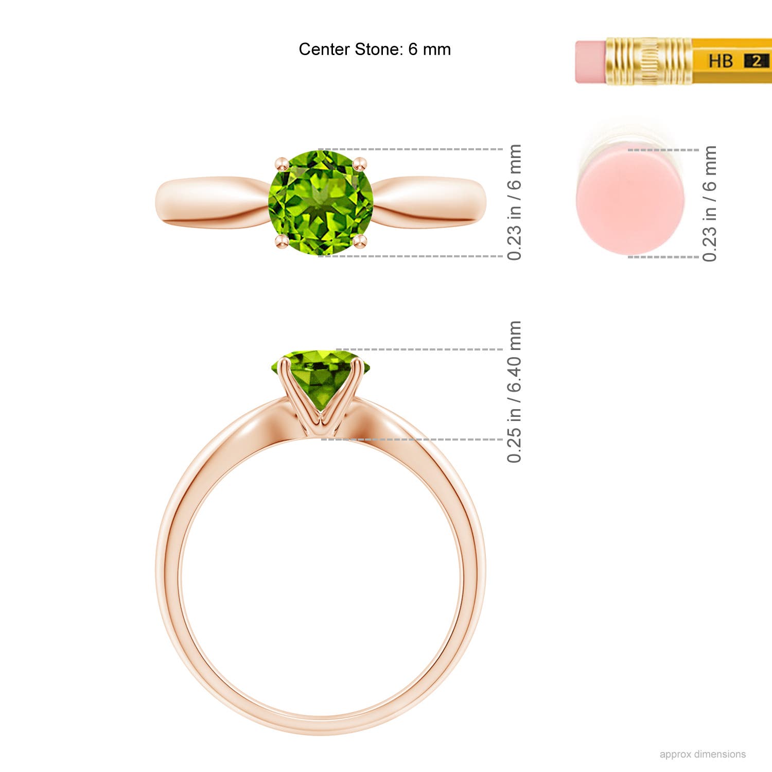 AAAA - Peridot / 0.95 CT / 14 KT Rose Gold