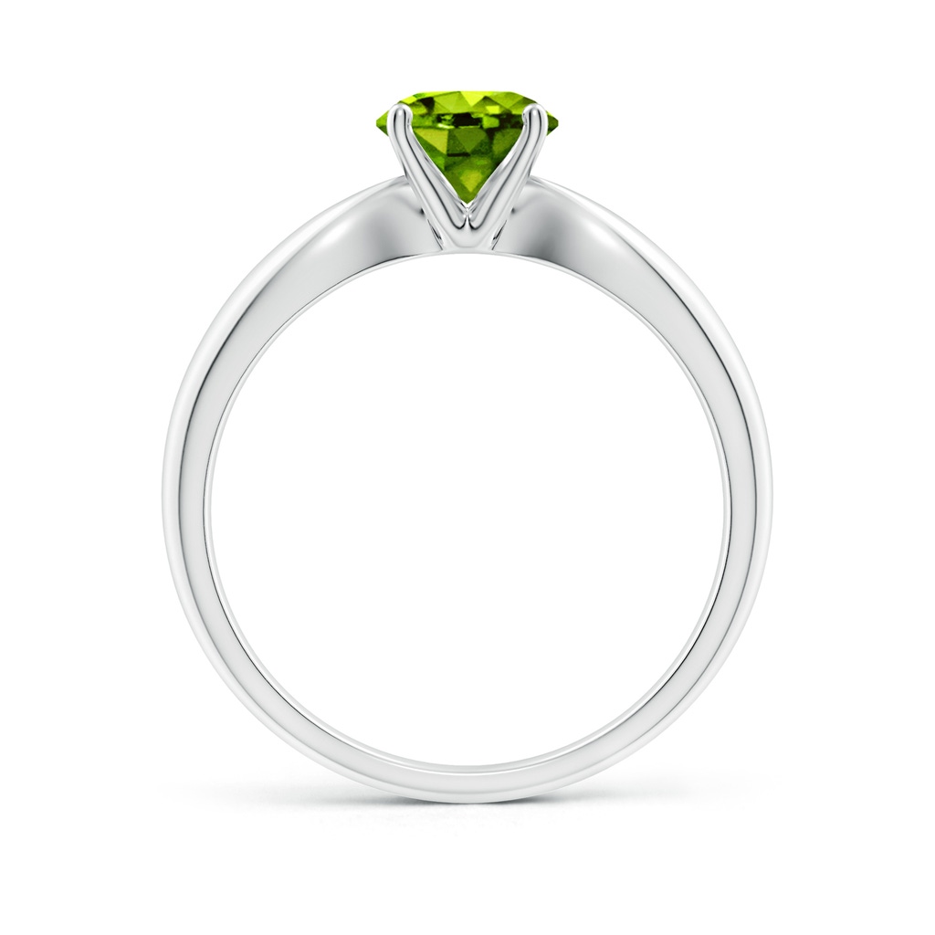 6mm AAAA Solitaire Round Peridot Tapered Shank Ring in White Gold - side_1