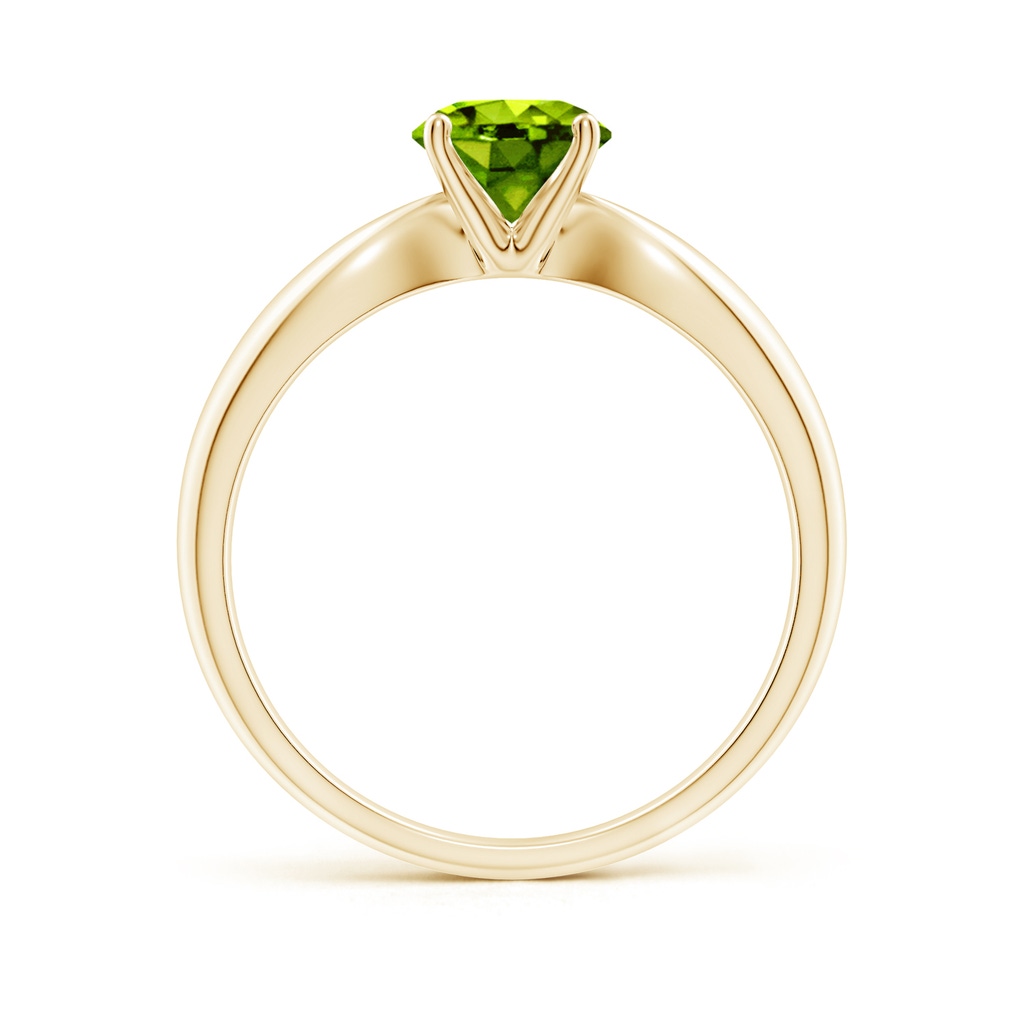 6mm AAAA Solitaire Round Peridot Tapered Shank Ring in Yellow Gold Side-1