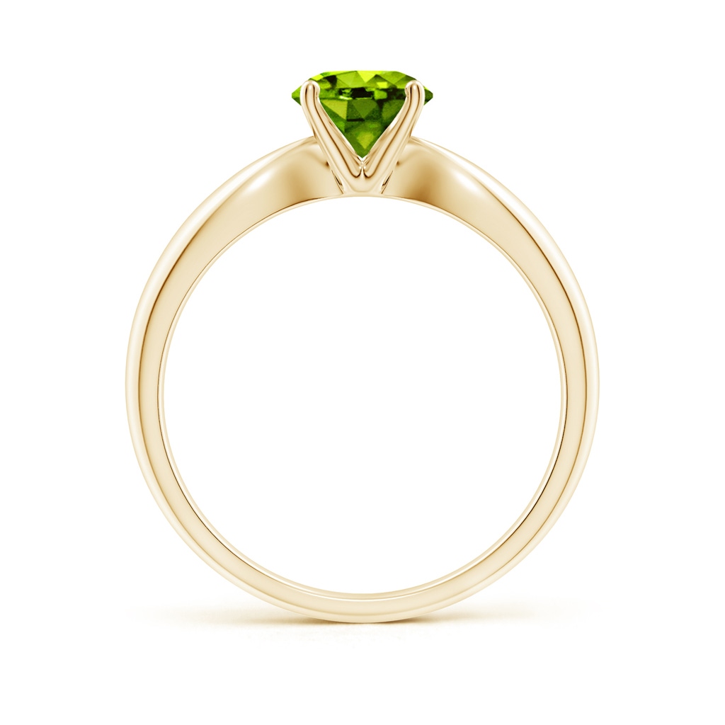 6mm AAAA Solitaire Round Peridot Tapered Shank Ring in Yellow Gold - side_1