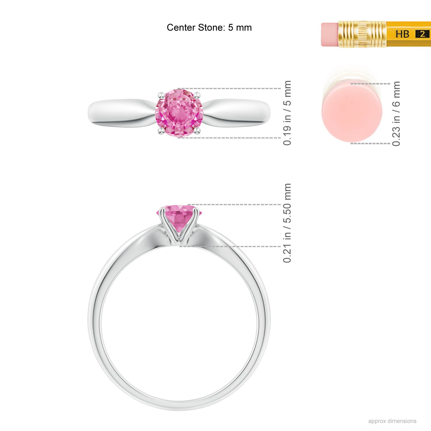 AA - Pink Sapphire / 0.6 CT / 14 KT White Gold