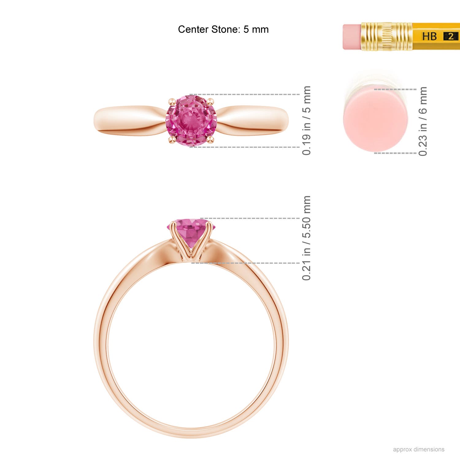 AAA - Pink Sapphire / 0.6 CT / 14 KT Rose Gold