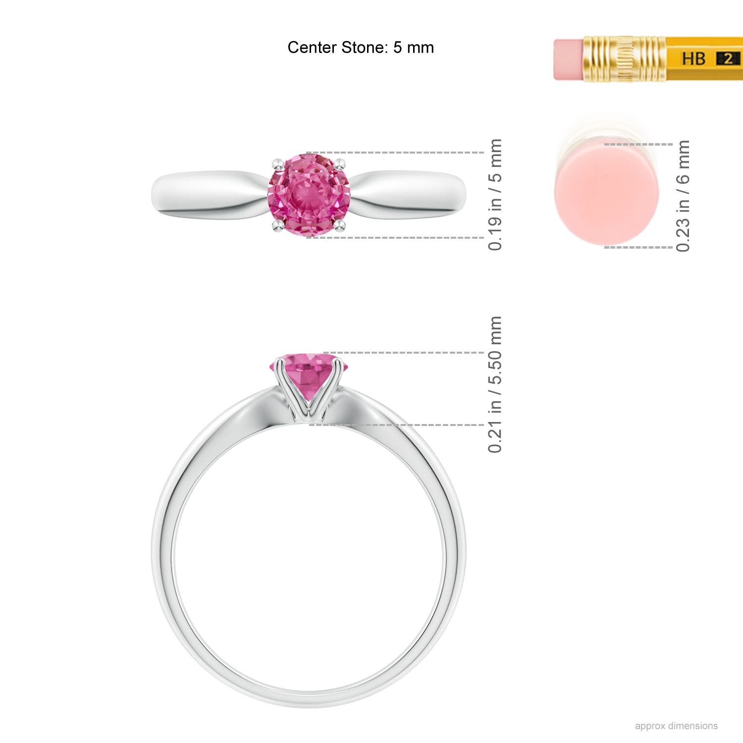 AAA - Pink Sapphire / 0.6 CT / 14 KT White Gold