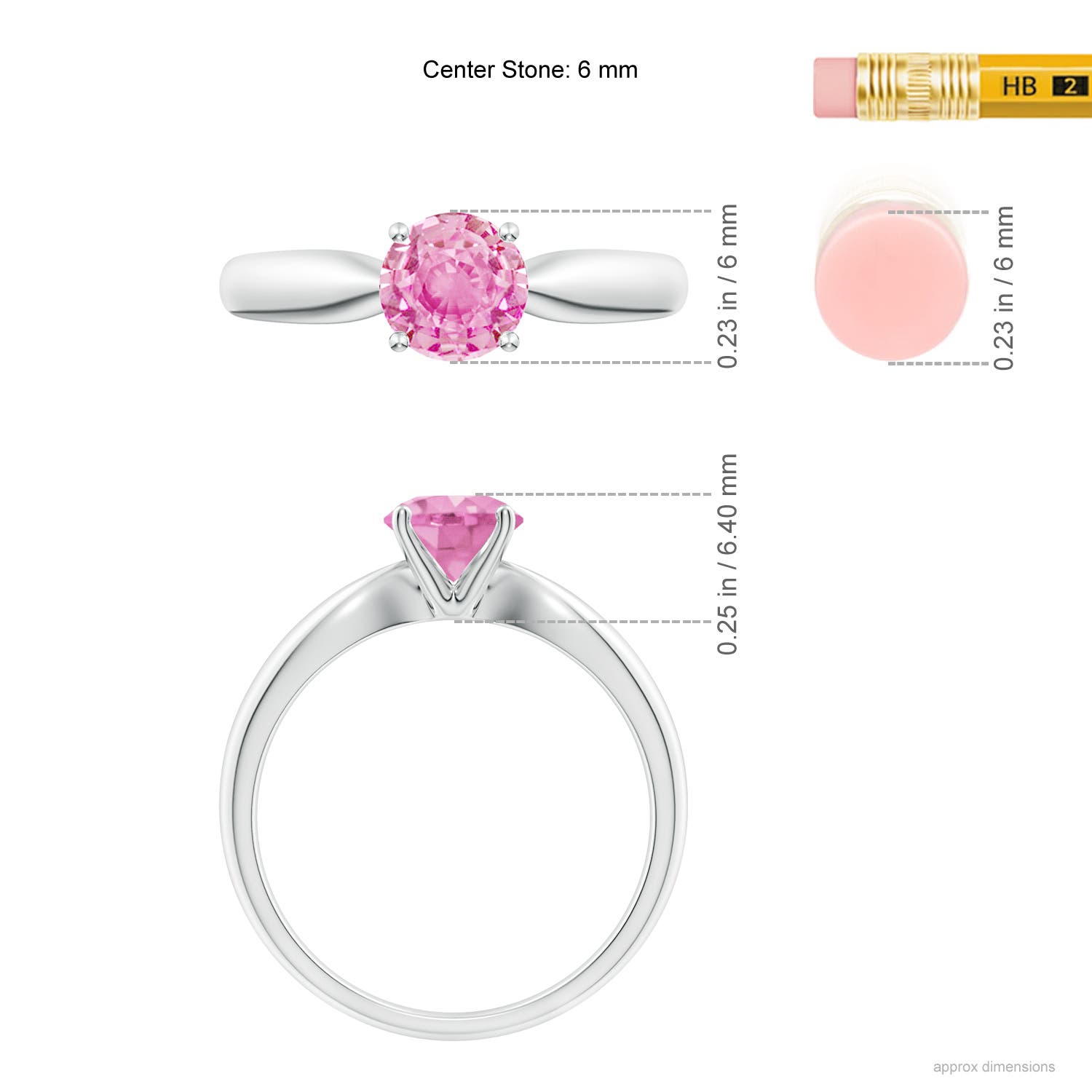 A - Pink Sapphire / 1 CT / 14 KT White Gold