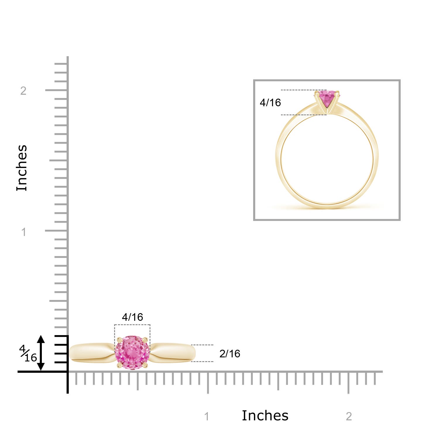 AA - Pink Sapphire / 1 CT / 14 KT Yellow Gold