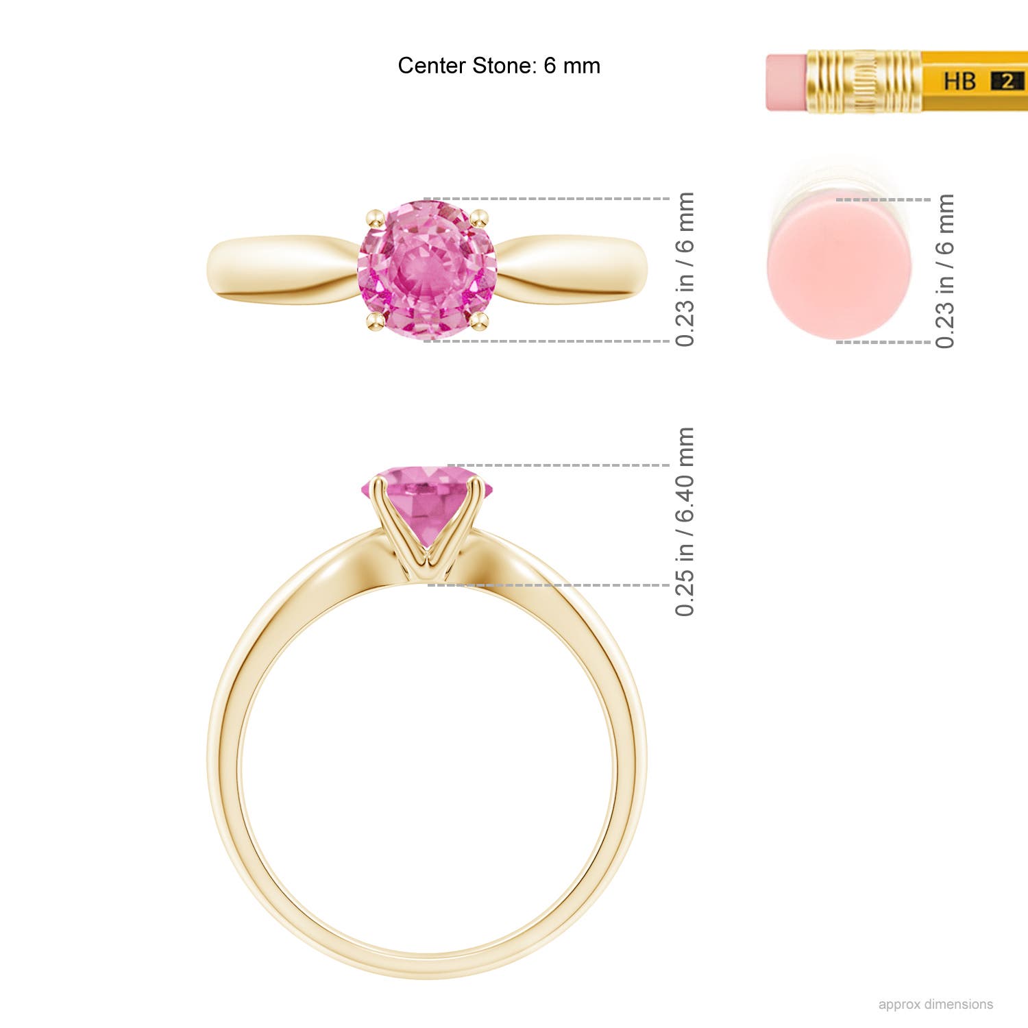 AA - Pink Sapphire / 1 CT / 14 KT Yellow Gold