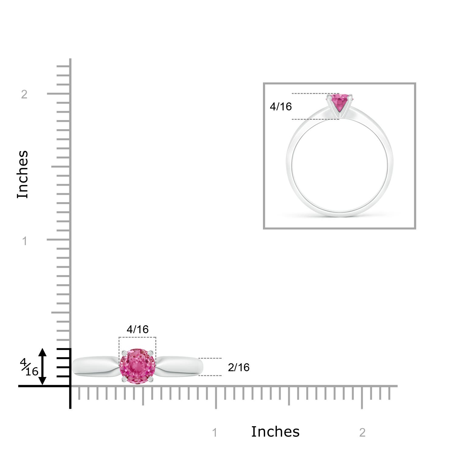 AAA - Pink Sapphire / 1 CT / 14 KT White Gold