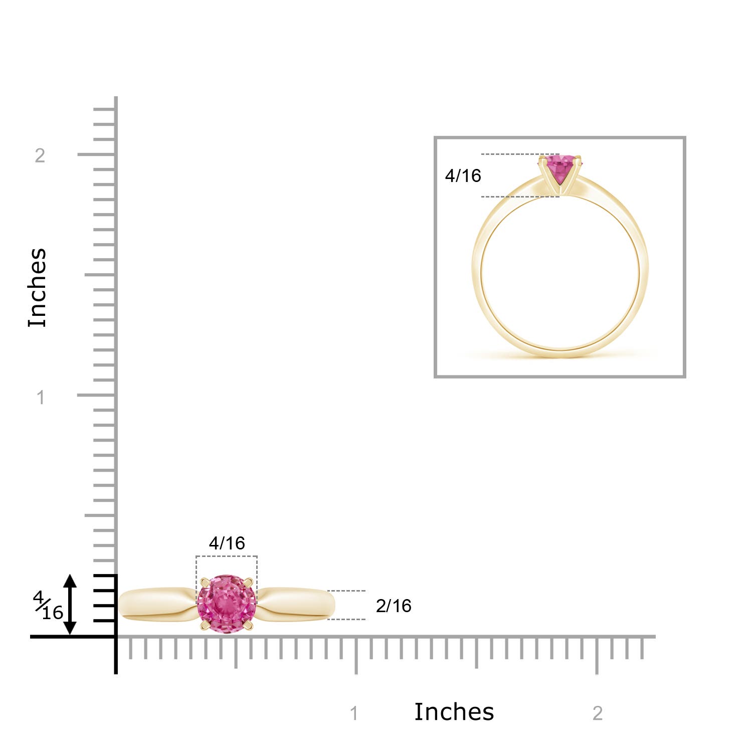 AAA - Pink Sapphire / 1 CT / 14 KT Yellow Gold