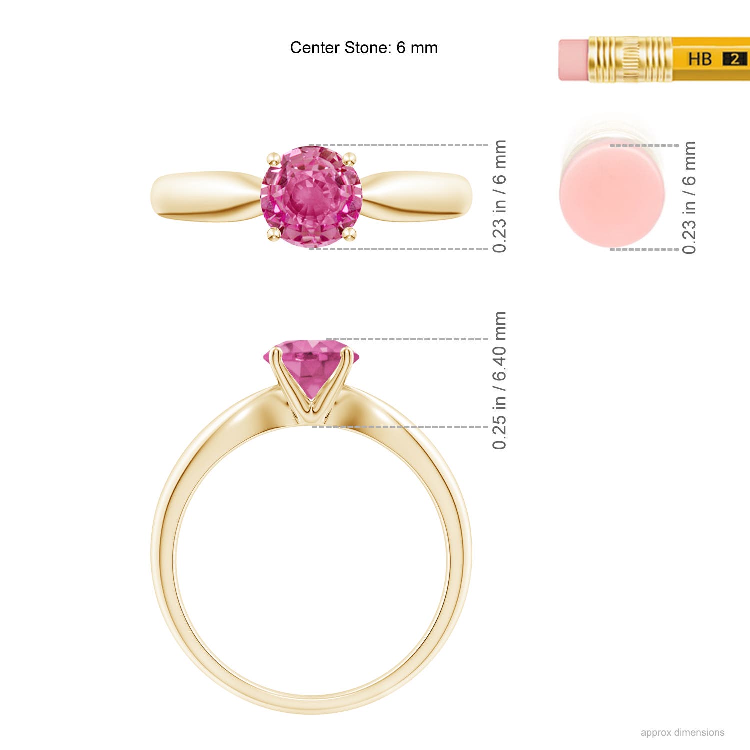 AAA - Pink Sapphire / 1 CT / 14 KT Yellow Gold