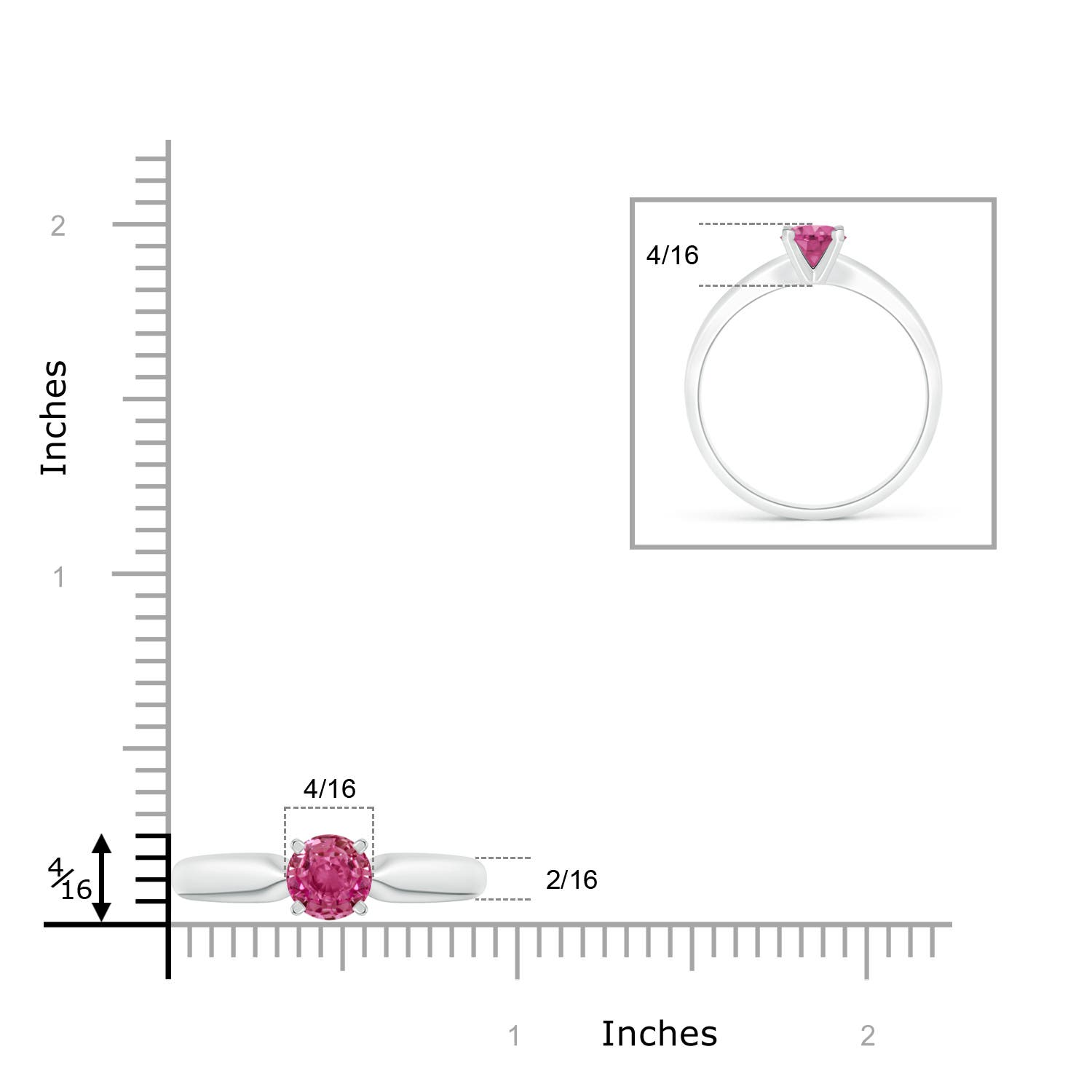 AAAA - Pink Sapphire / 1 CT / 14 KT White Gold