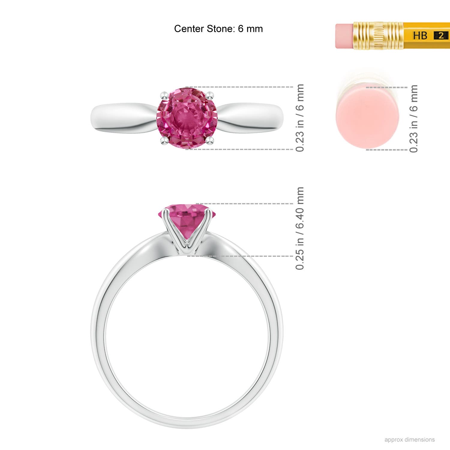 AAAA - Pink Sapphire / 1 CT / 14 KT White Gold