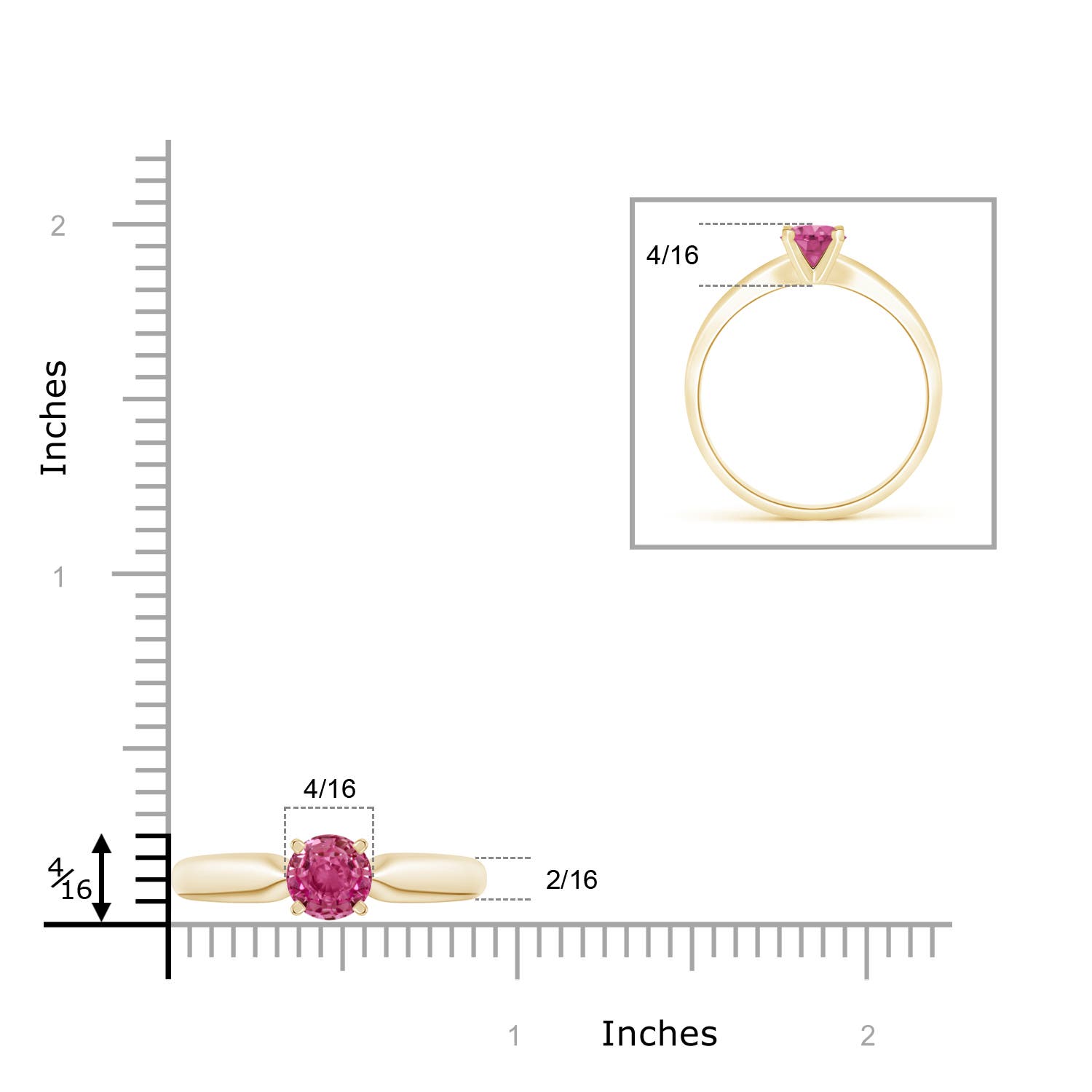 AAAA - Pink Sapphire / 1 CT / 14 KT Yellow Gold