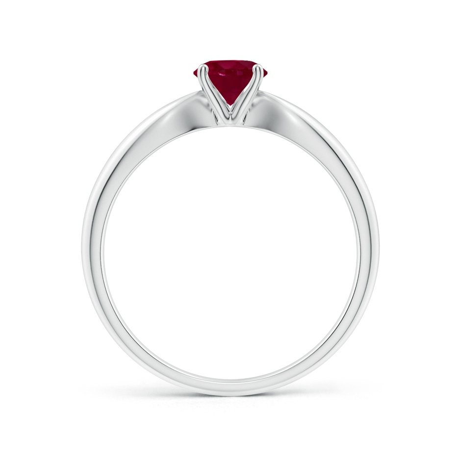5mm A Solitaire Round Ruby Tapered Shank Ring in P950 Platinum side-1