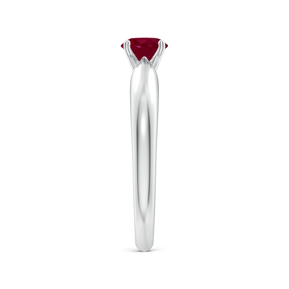 5mm A Solitaire Round Ruby Tapered Shank Ring in P950 Platinum side-2