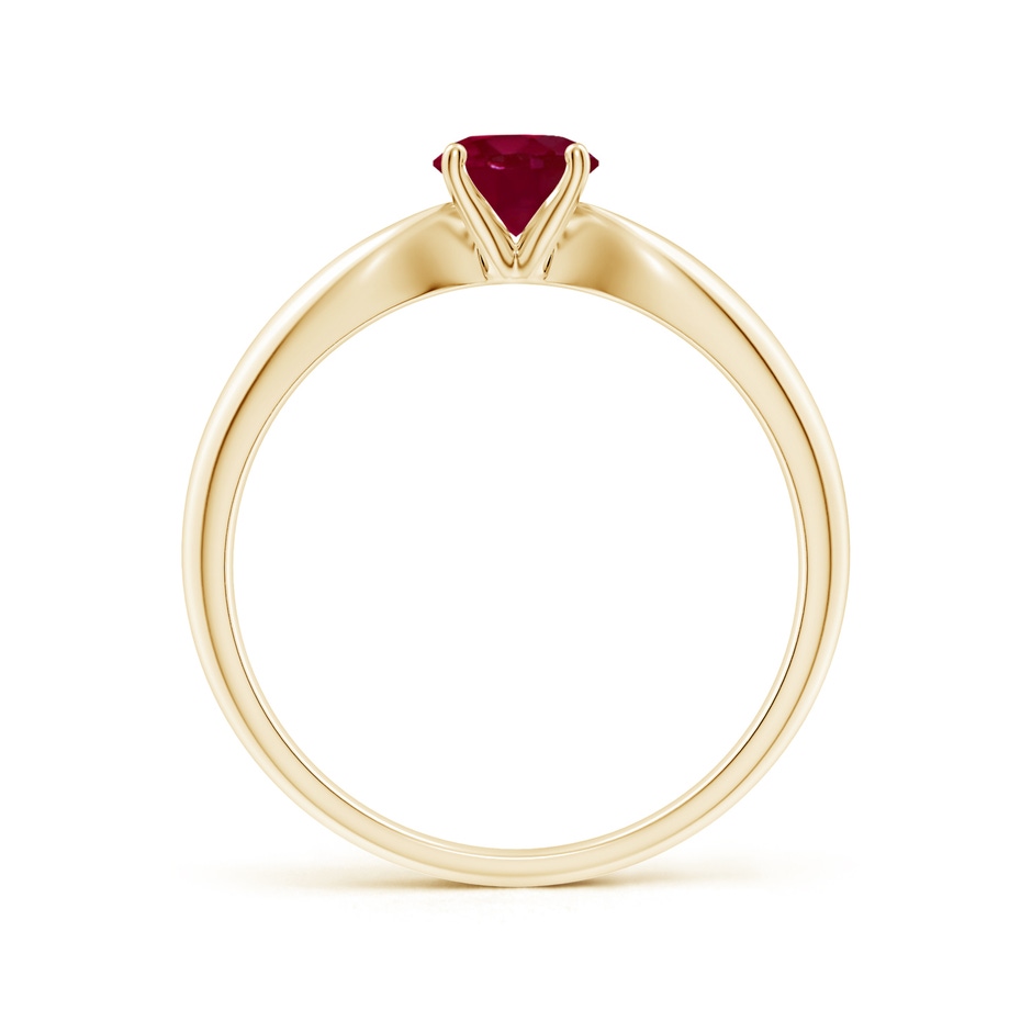 5mm A Solitaire Round Ruby Tapered Shank Ring in Yellow Gold side-1